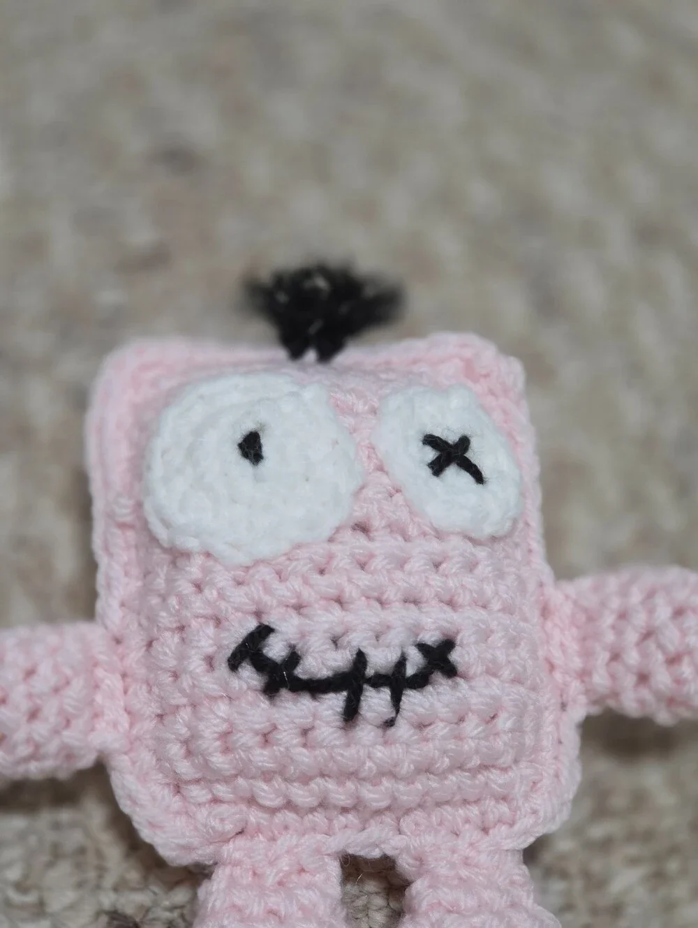 Handmade Crochet Pink Mini Zombie Plushie